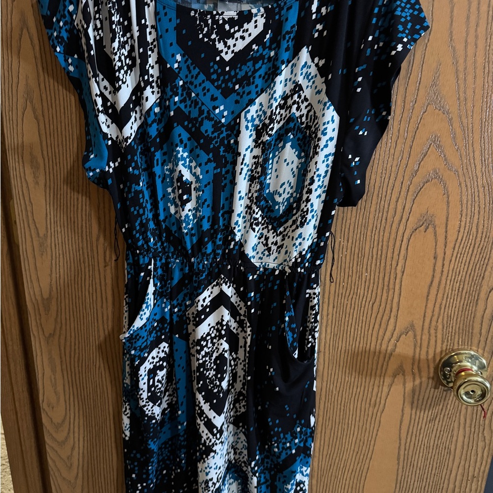 Stylish Blue and Black Women's Dress